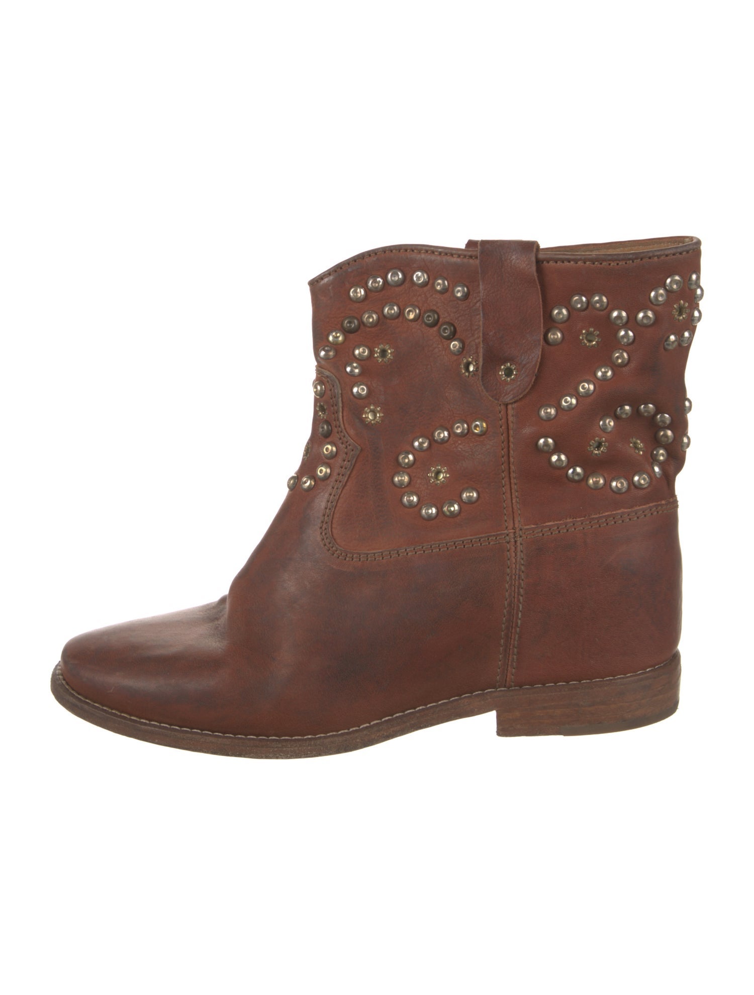 Isabel Marant Leather Studded Accents Western Boots