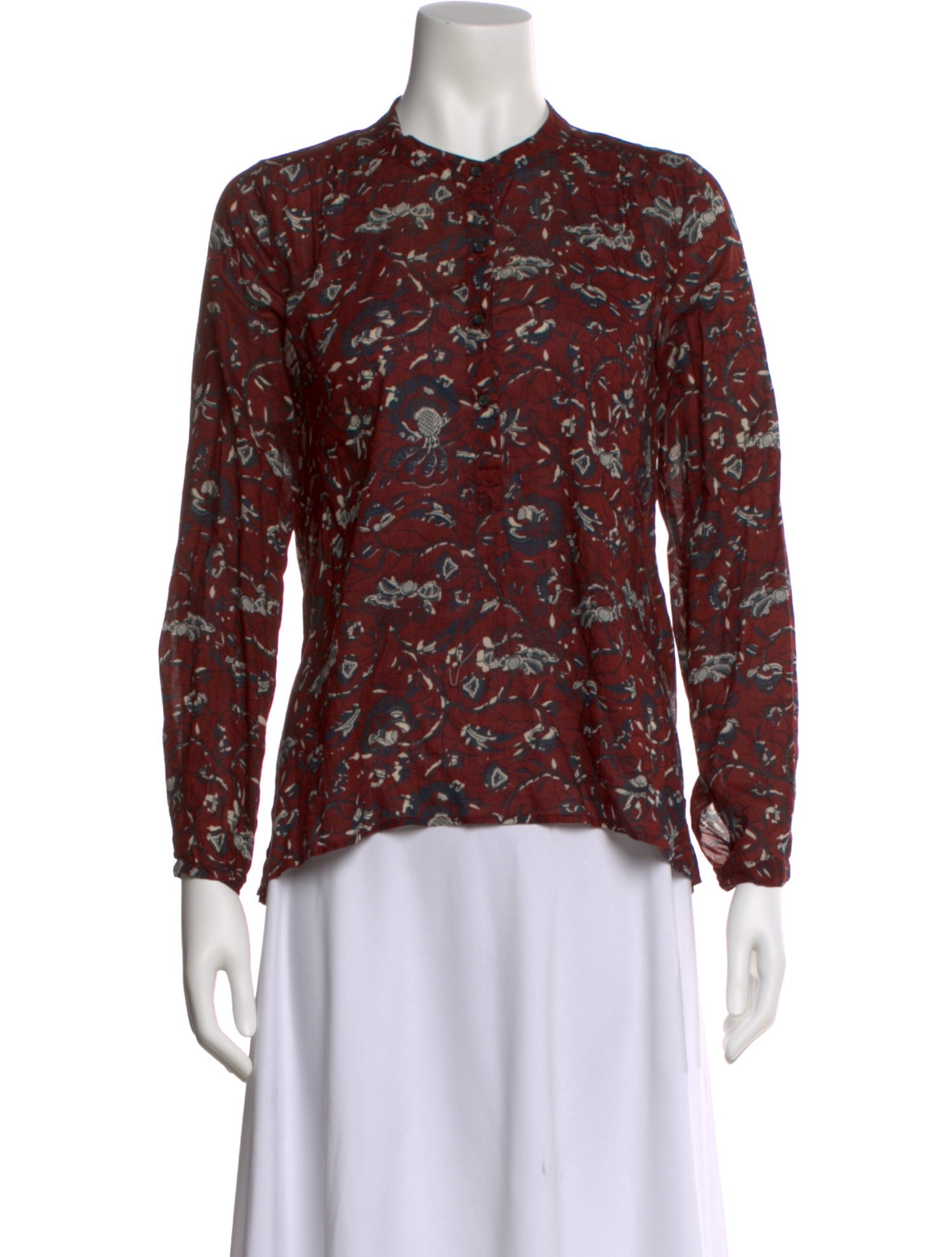 Isabel Marant Printed Crew Neck Button-Up Top