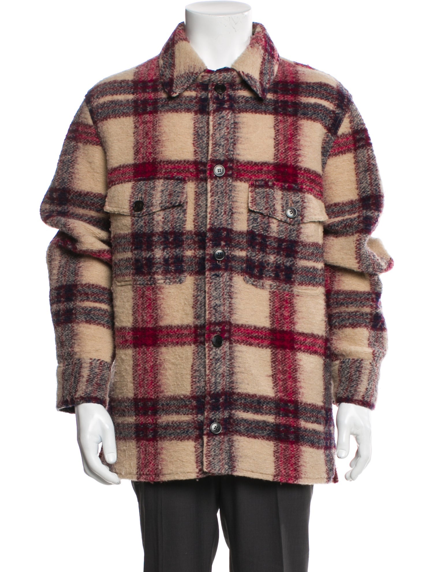 Isabel Marant Wool Plaid Print Trucker Jacket