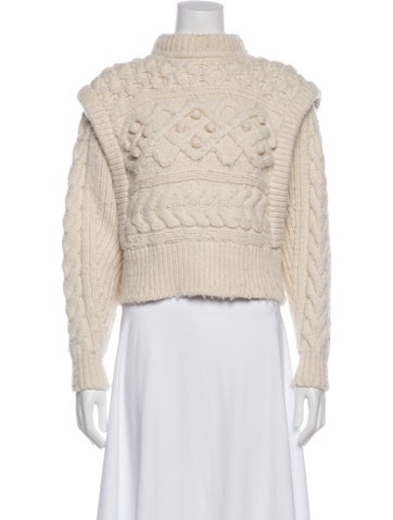 Pre-owned Isabel Marant Merino Wool Mock Neck Sweater In Neutral