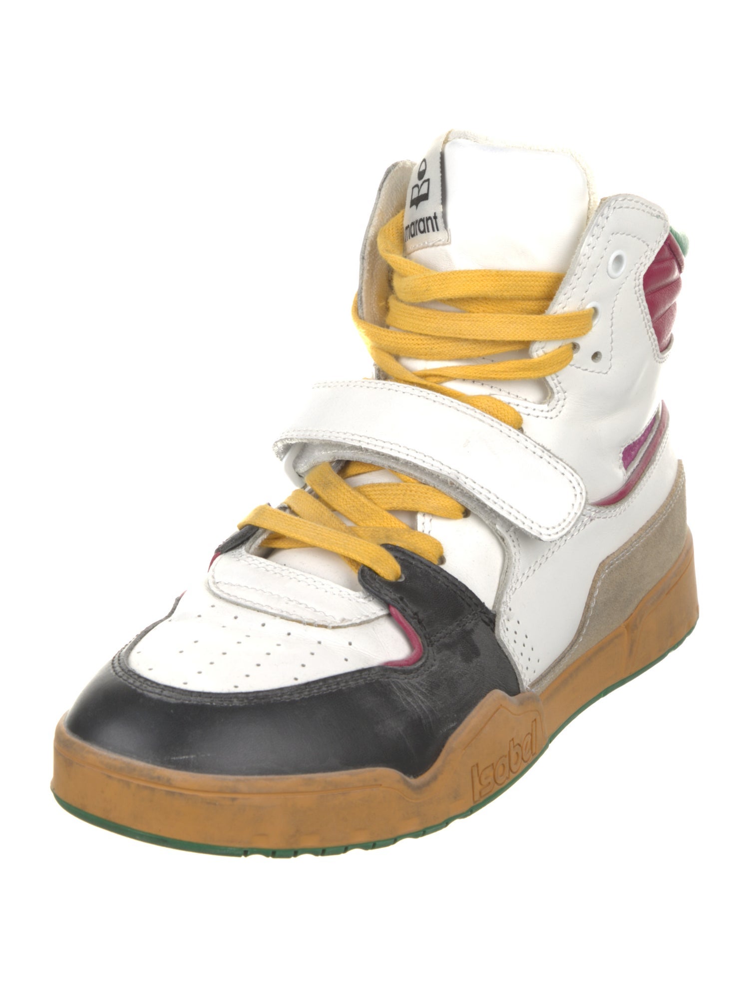 Isabel Marant Leather Colorblock Pattern Sneakers