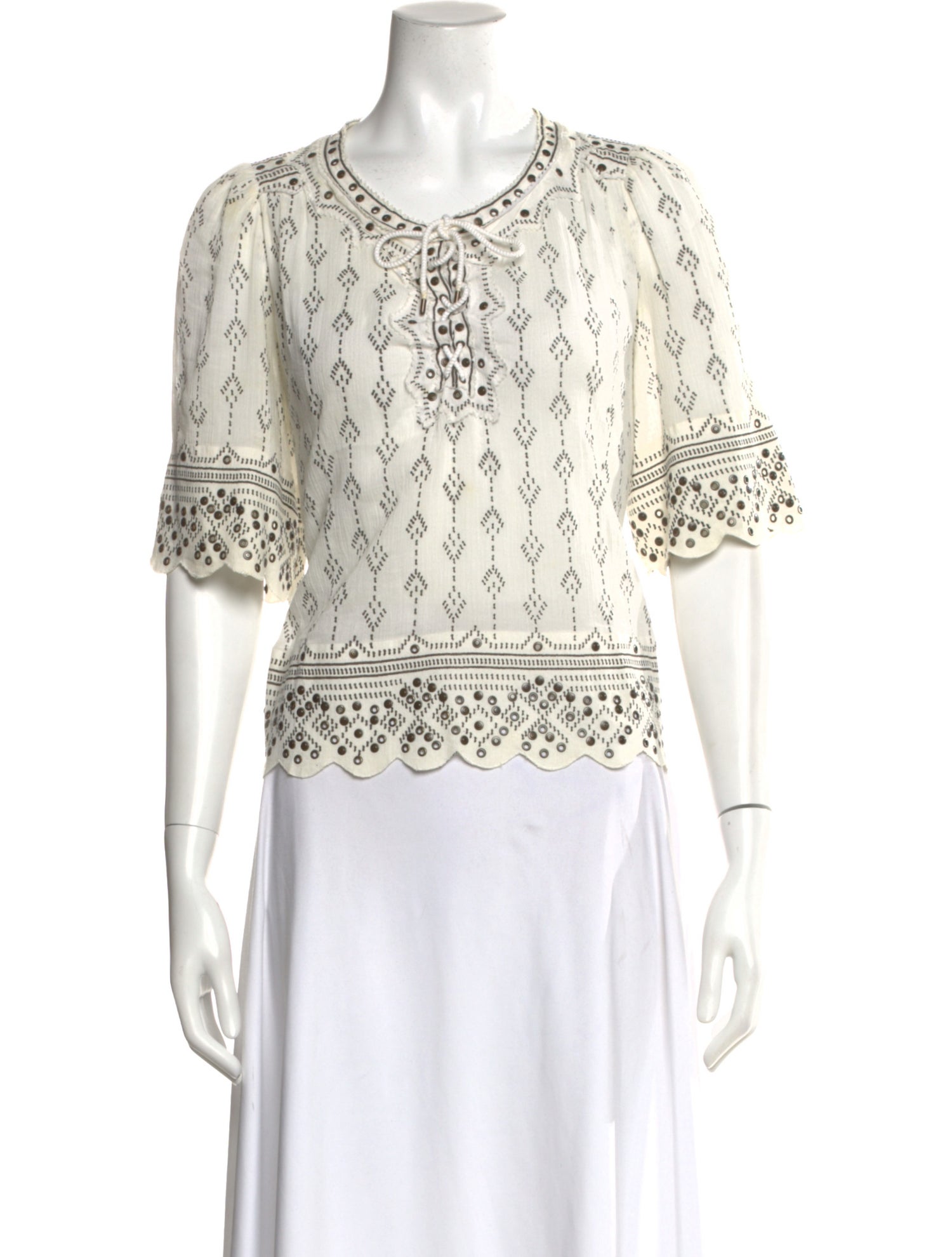 Isabel Marant Patterned Tie Neck Blouse