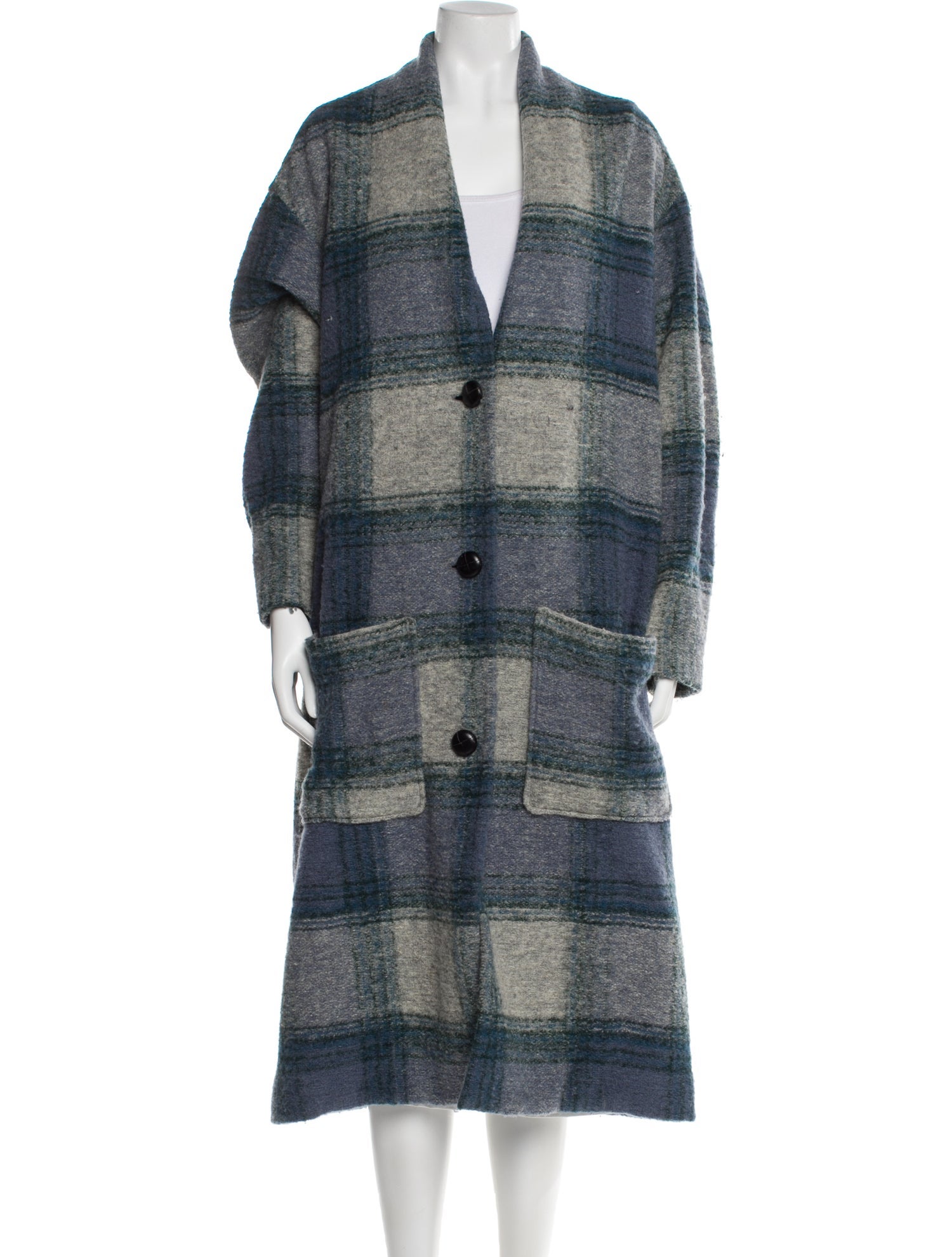 Isabel Marant Wool Plaid Print Coat