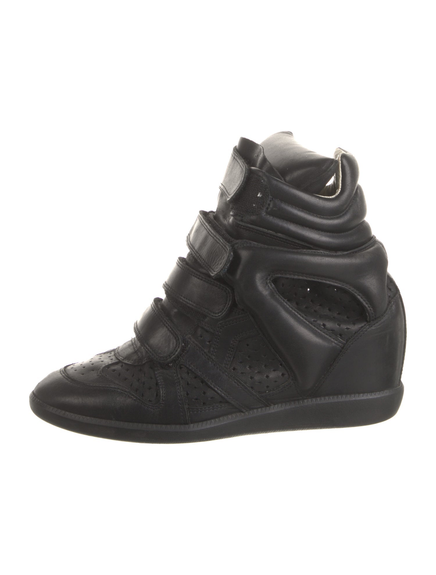 Isabel Marant Leather Lasercut Accents Wedge Sneakers