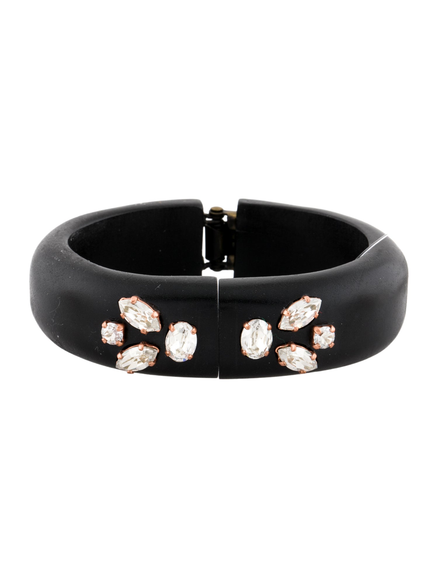 Isabel Marant Crystal & Wood Hinged Bangle Bracelet