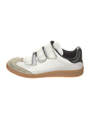 Pre-owned Isabel Marant Leather Colorblock Pattern Sneakers In White