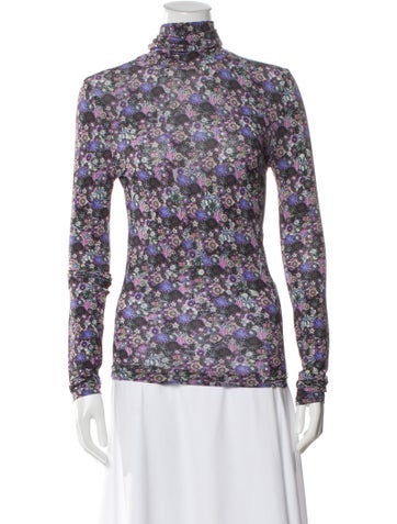 Pre-owned Isabel Marant Floral Print Turtleneck Top In Purple