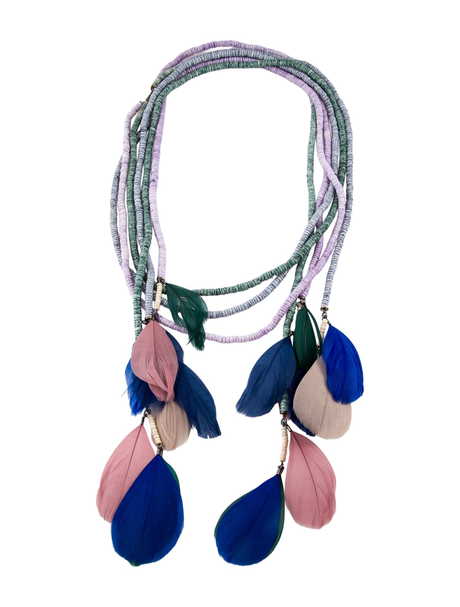 Isabel Marant Shell & Feather Eacharpe Beaded Lariat Necklace