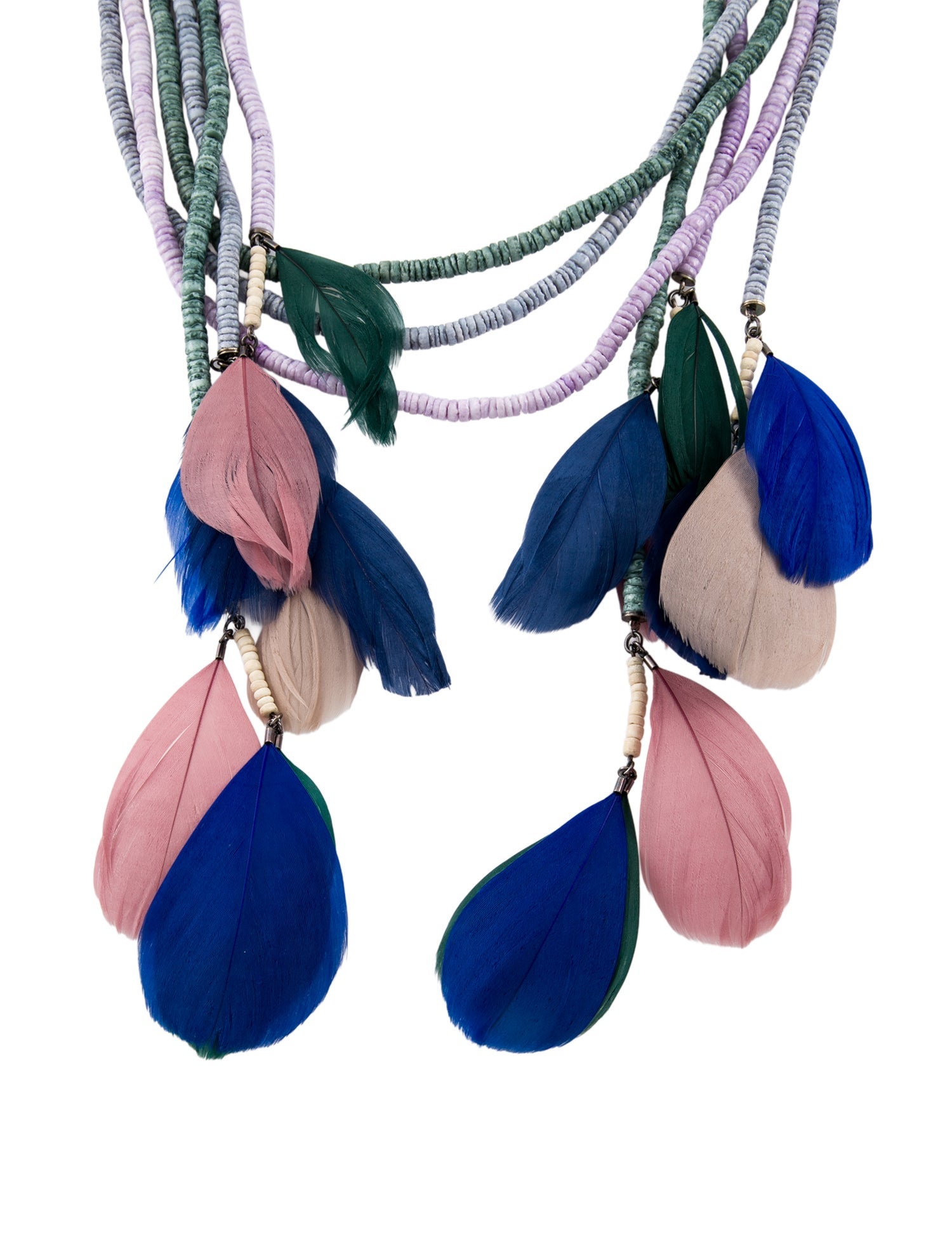 Isabel Marant Shell & Feather Eacharpe Beaded Lariat Necklace