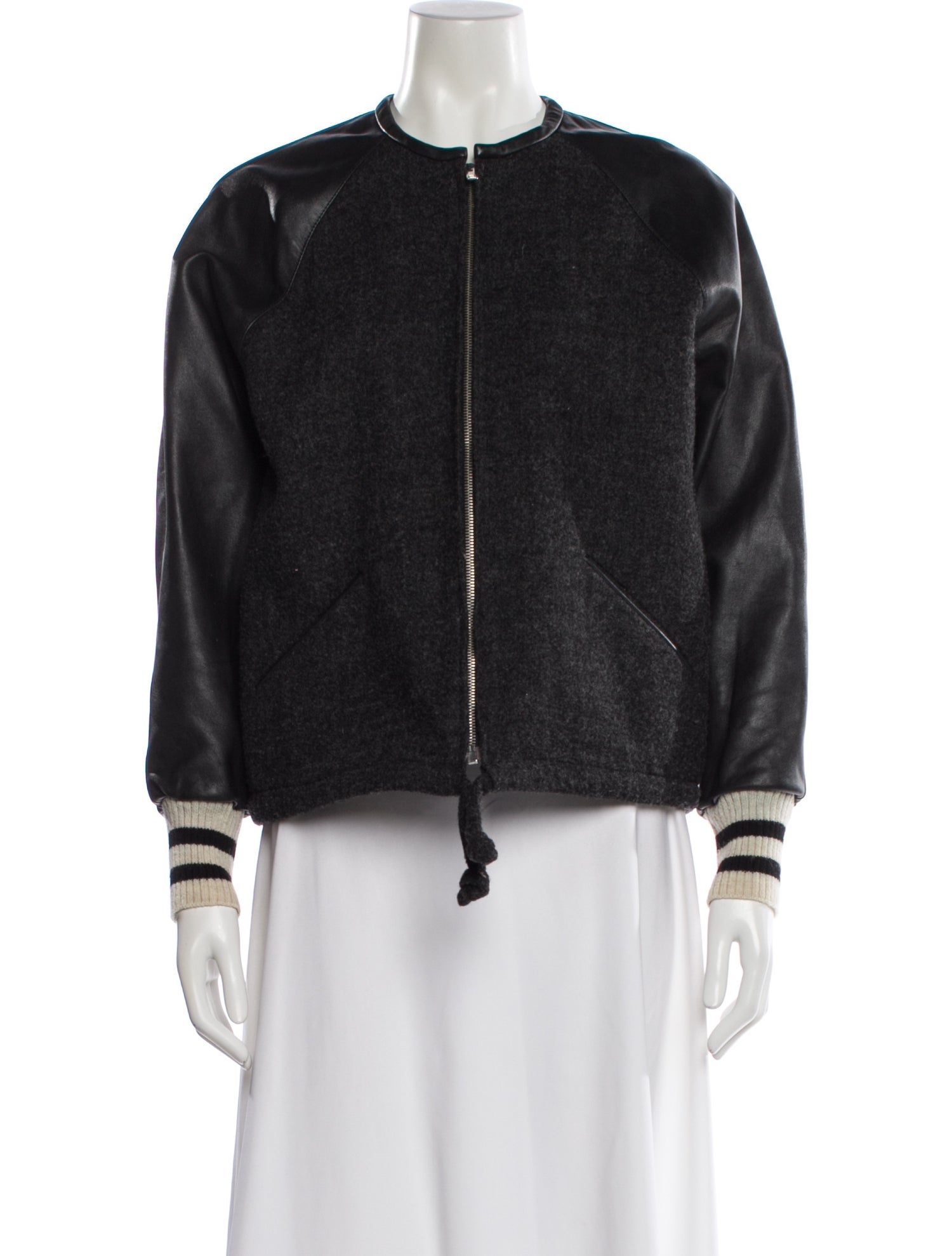 Isabel Marant Wool Striped Faux Fur Jacket