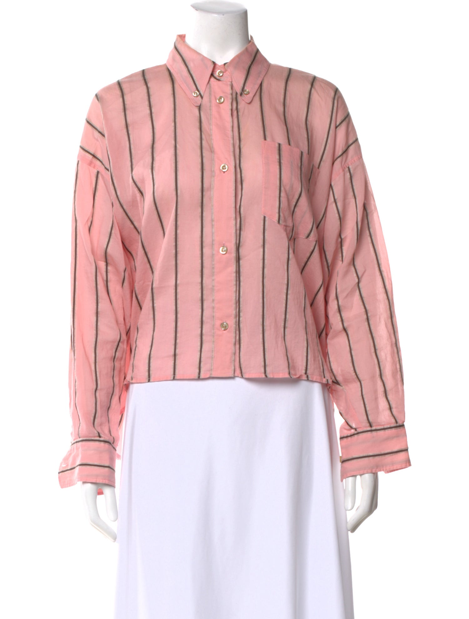 Isabel Marant Striped Long Sleeve Button-Up Top