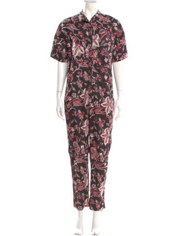 Pre-owned Isabel Marant Printed V-neck Jumpsuit In Brown