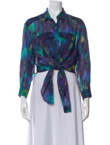 Pre-owned Isabel Marant Printed Long Sleeve Button-up Top In Blue