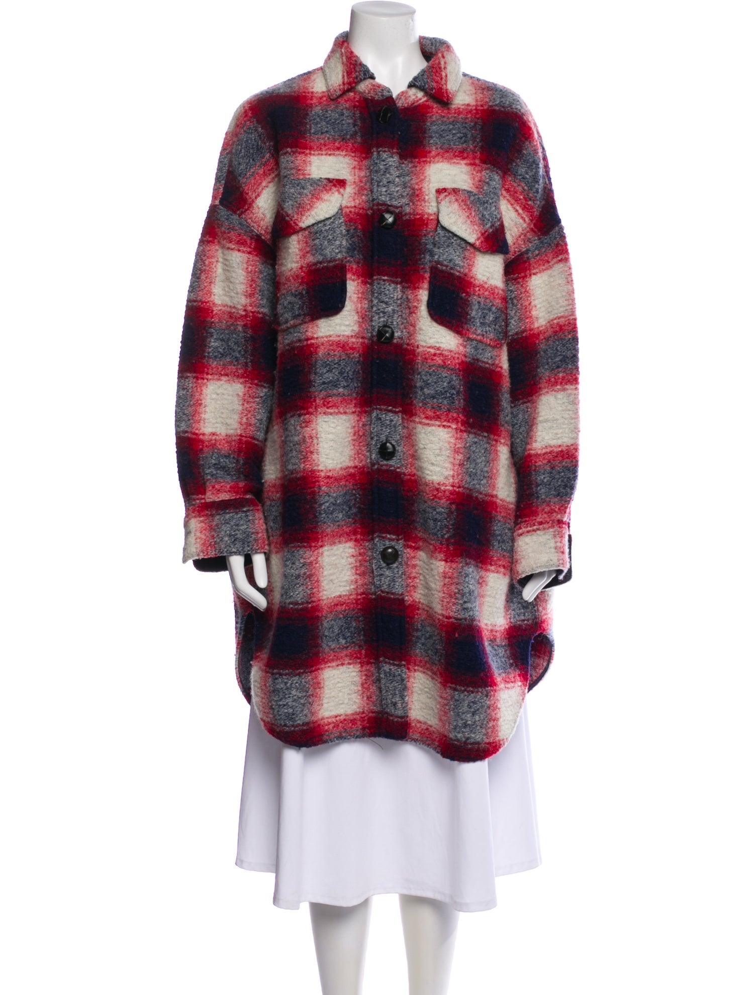 Isabel Marant Wool Plaid Print Coat