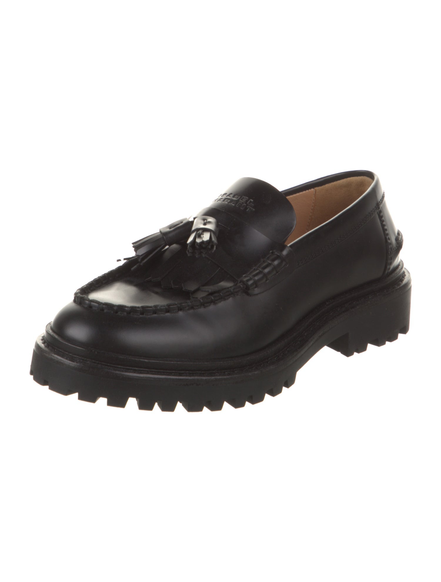 Isabel Marant Leather Fringe Trim Accent Loafers