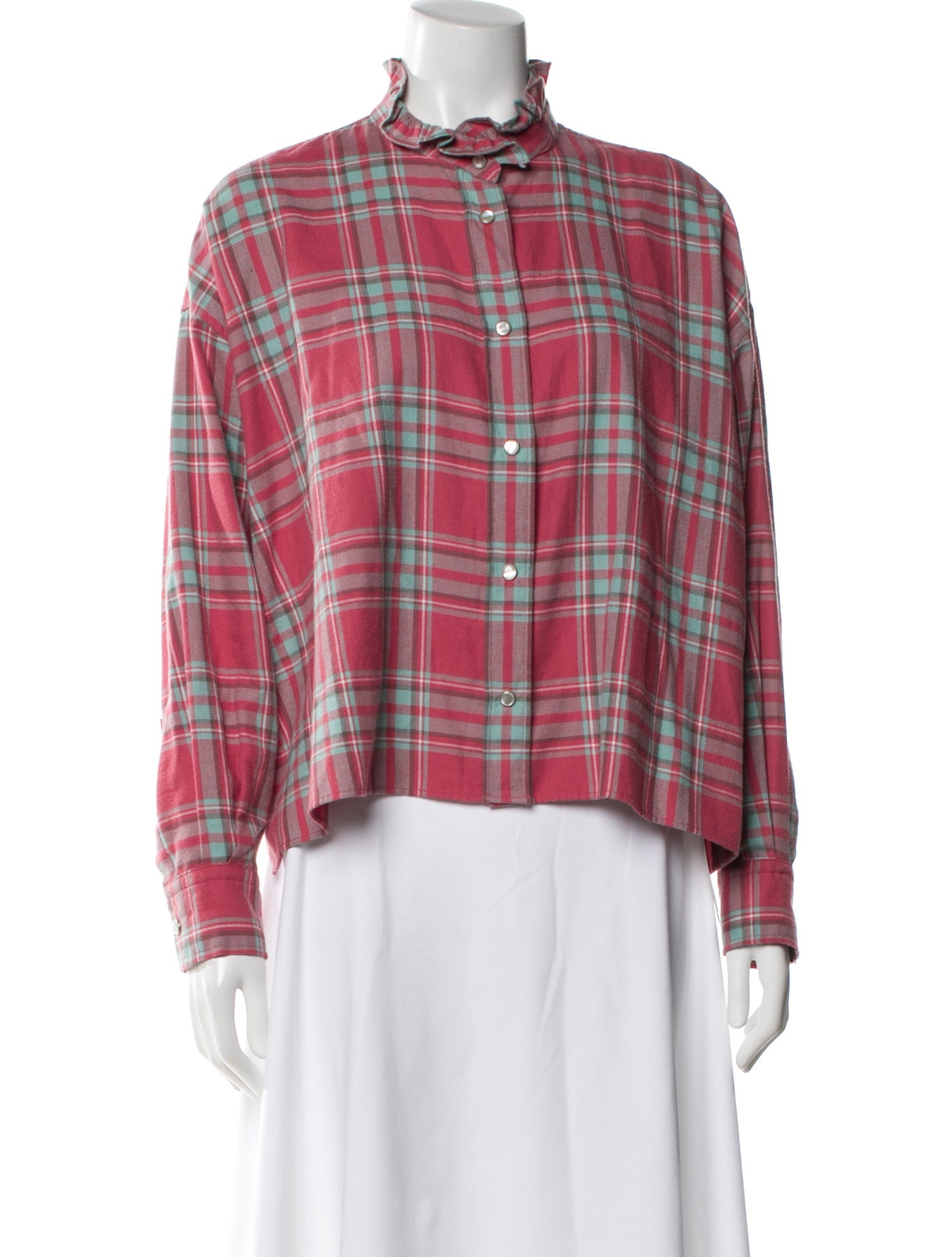 Isabel Marant Plaid Print Long Sleeve Top