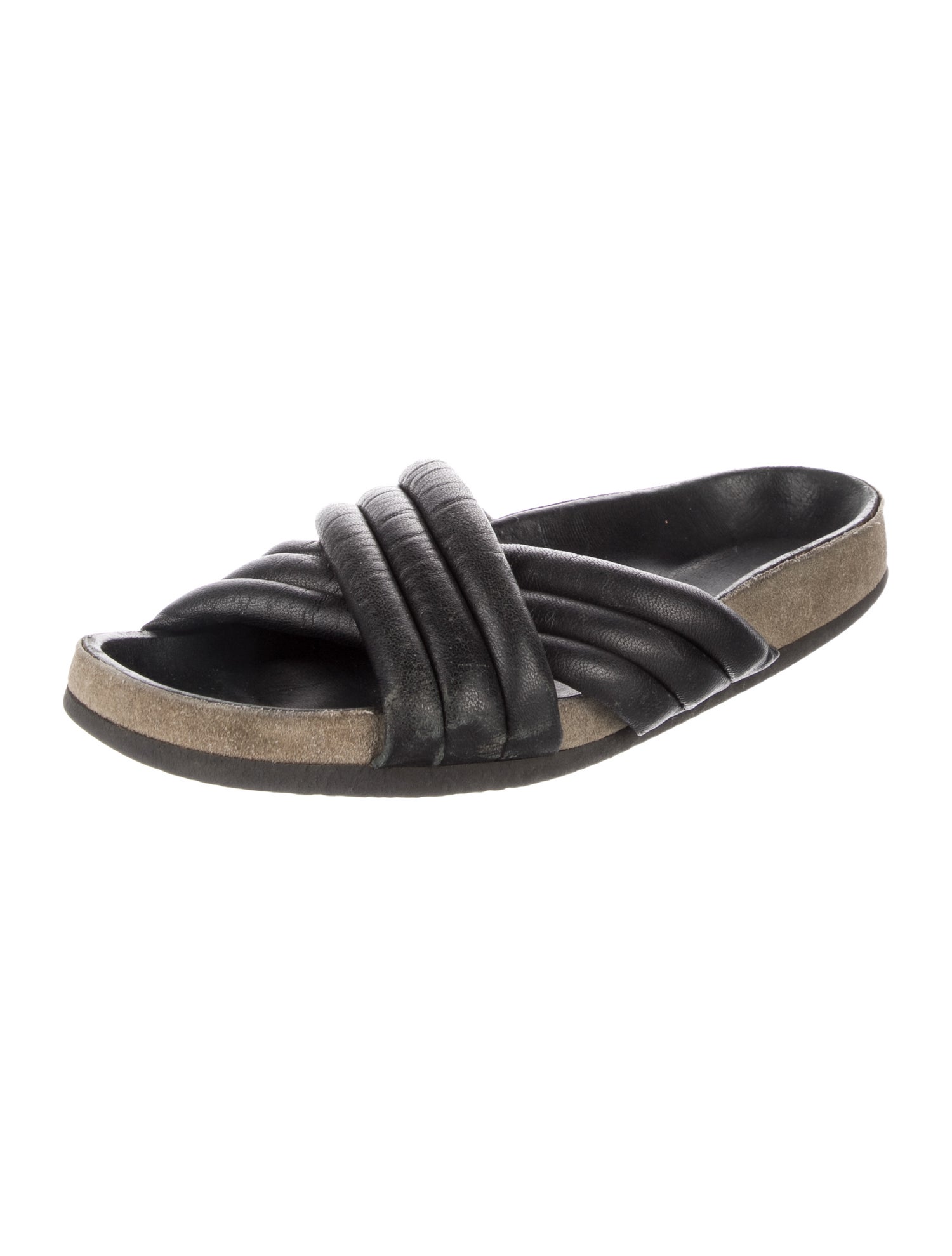 Isabel Marant Leather Pleated Accents Slides