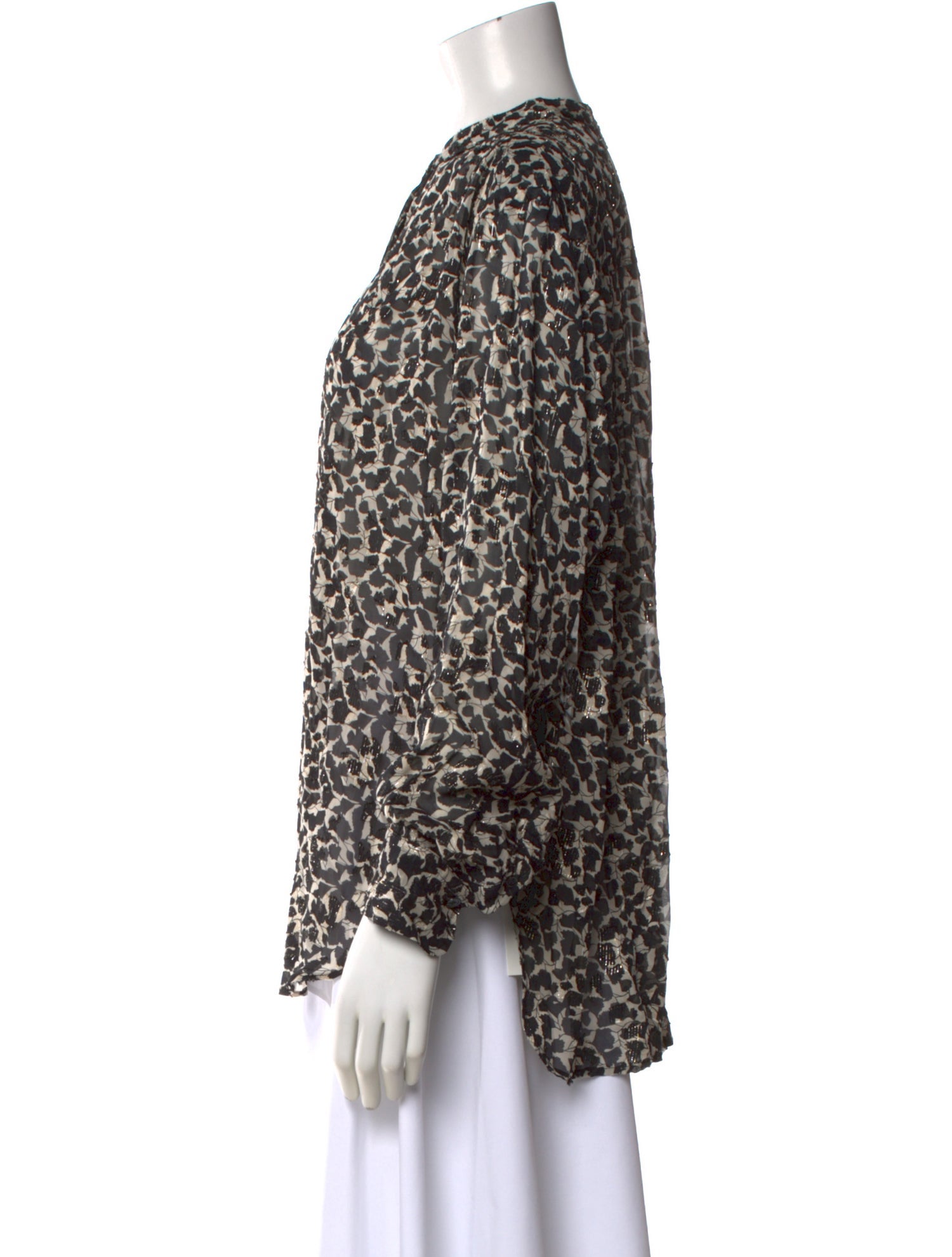 Isabel Marant Animal Print Long Sleeve Blouse