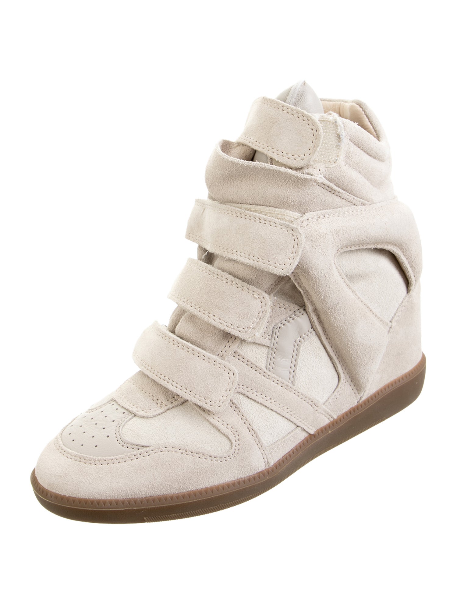 Isabel Marant Suede Lasercut Accents Wedge Sneakers