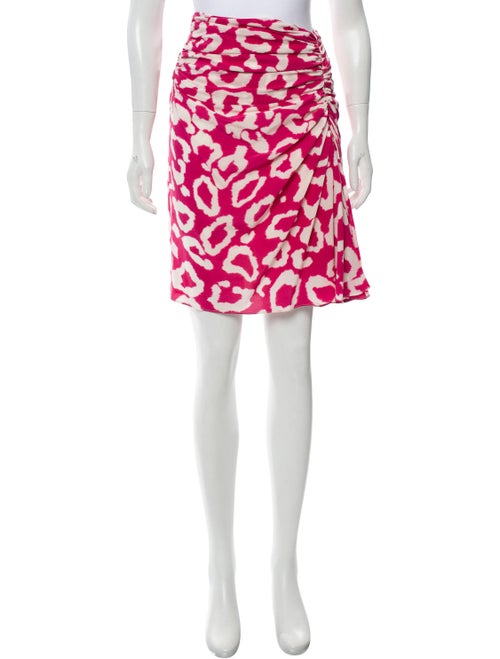 Isabel Marant Silk Abstract Print Skirt Pink
