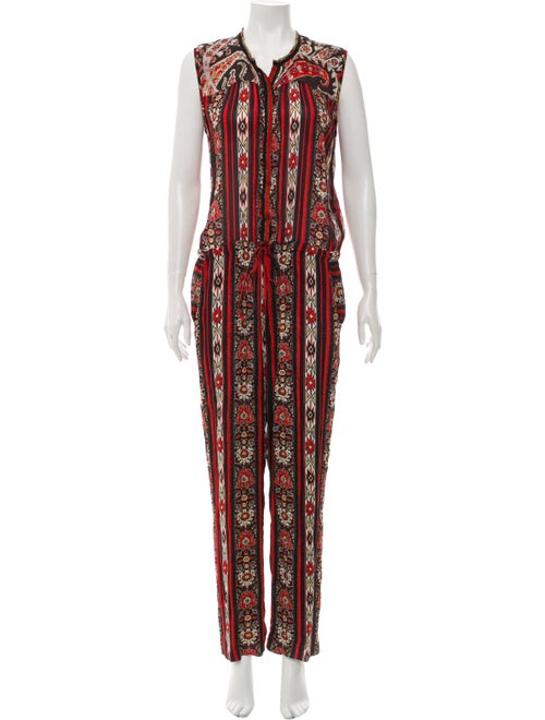 Isabel Marant Printed Sleeveless Jumpsuit Red