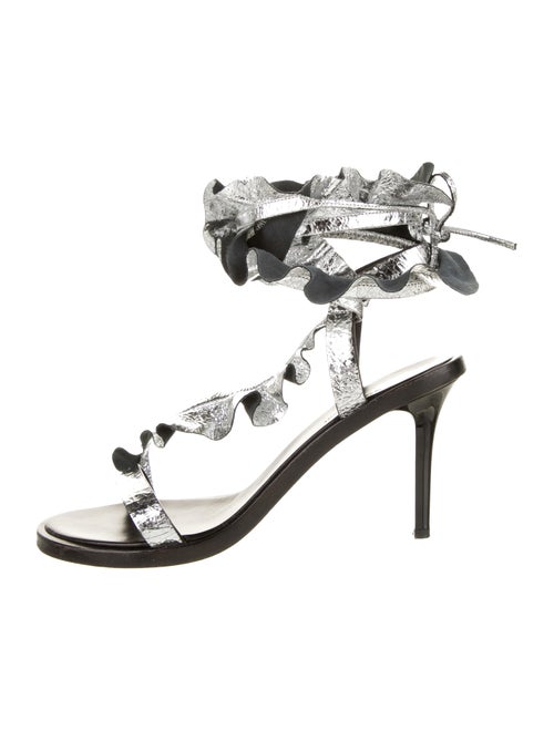 Isabel Marant Ruffle Leather Sandals Silver