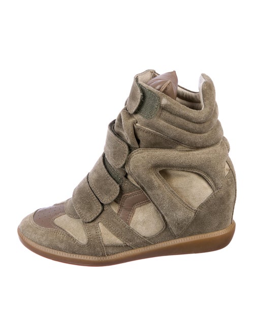 Isabel Marant Suede Wedge Sneakers Green