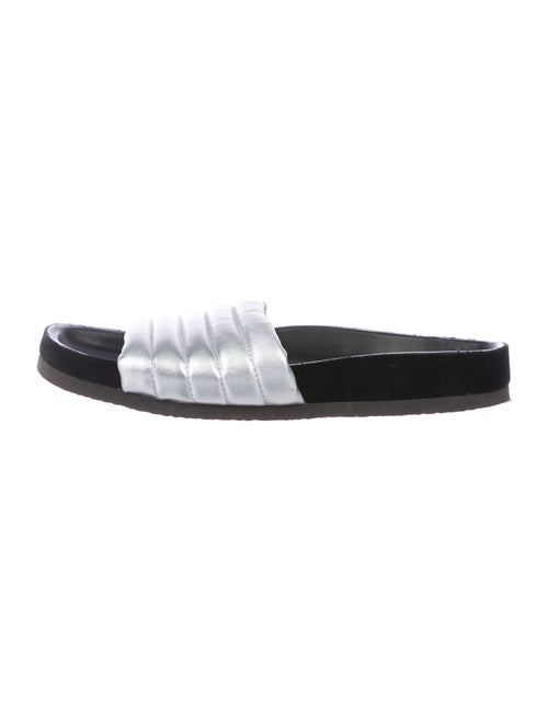 Isabel Marant Leather Slides Silver