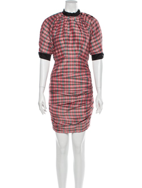 Isabel Marant Plaid Print Mini Dress Pink