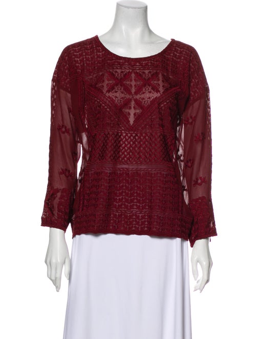 Isabel Marant Silk Lace Pattern Blouse Red
