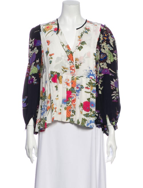 Isabel Marant Silk Floral Print Blouse w/ Tags Whi