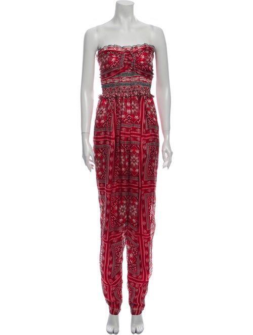 Isabel Marant Silk Printed Jumpsuit w/ Tags Red