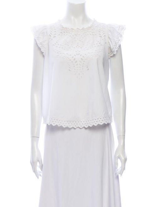 Isabel Marant Lace Pattern Crew Neck Blouse White