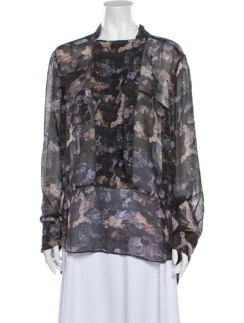 Isabel Marant Silk Floral Print Blouse Grey