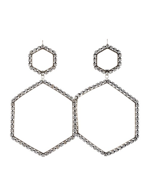 Isabel Marant Crystal Hexagon Drop Earrings Silver