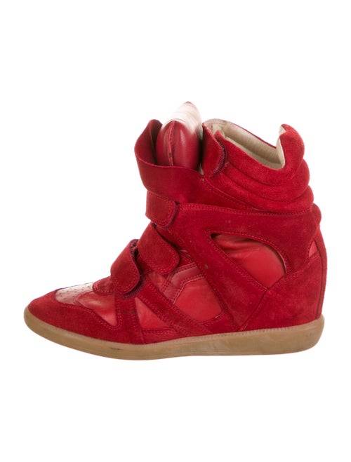 Isabel Marant Suede Wedge Sneakers Red