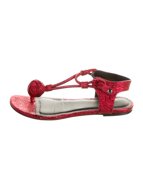 Isabel Marant Leather T-Strap Sandals Red