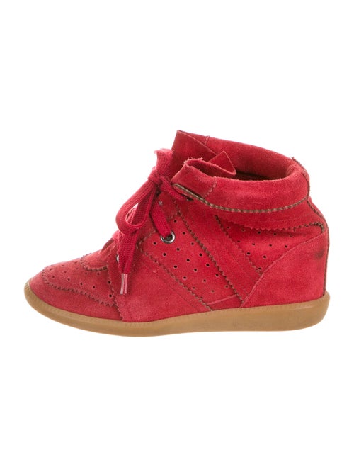 Isabel Marant Suede Wedge Sneakers Red