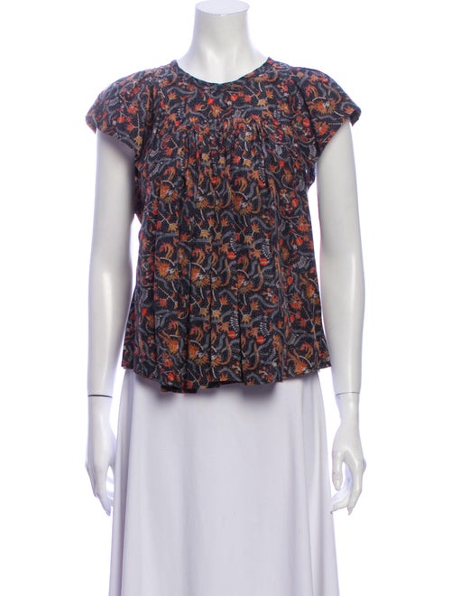 Isabel Marant Silk Floral Print Blouse Black