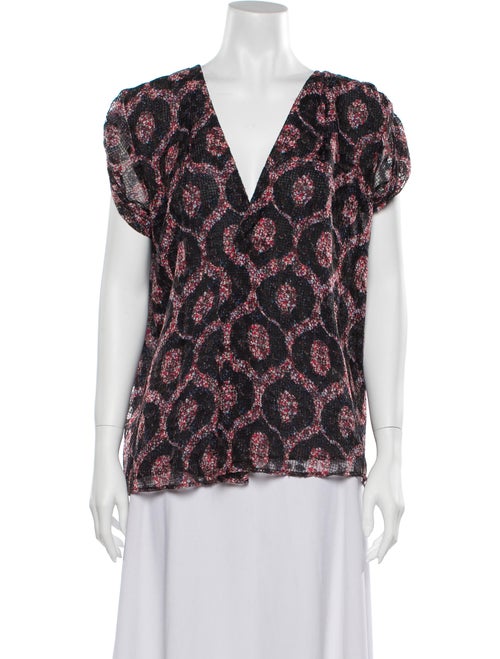 Isabel Marant Printed V-Neck Blouse Red