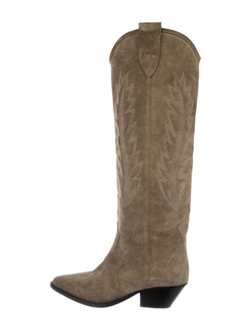 Isabel Marant Suede Printed Western Boots Green