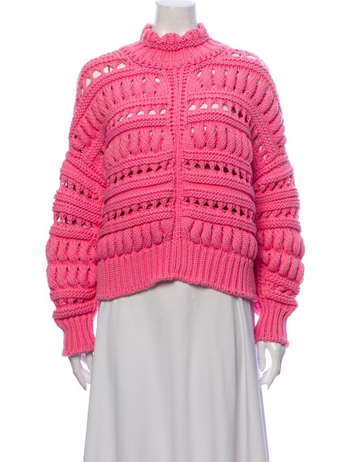 Isabel Marant Striped Turtleneck Sweater Pink