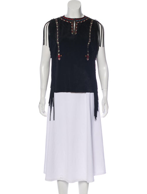 Isabel Marant Suede Fringe Top Black