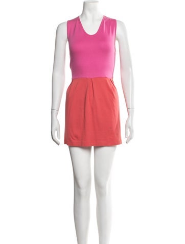 Pre-owned Isaac Mizrahi Colorblock Pattern Mini Dress In Pink