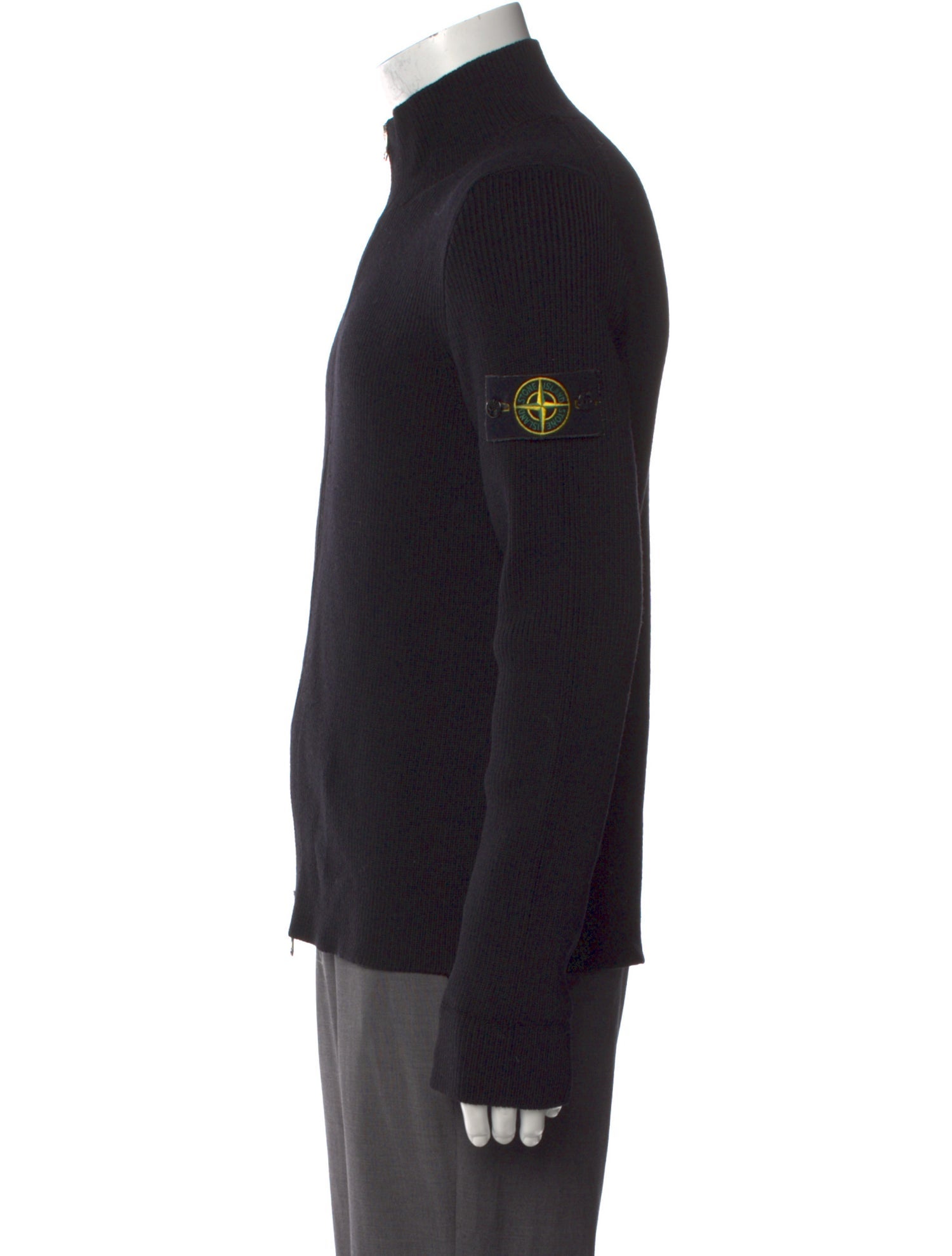 Stone Island Wool Mock Neck Cardigan