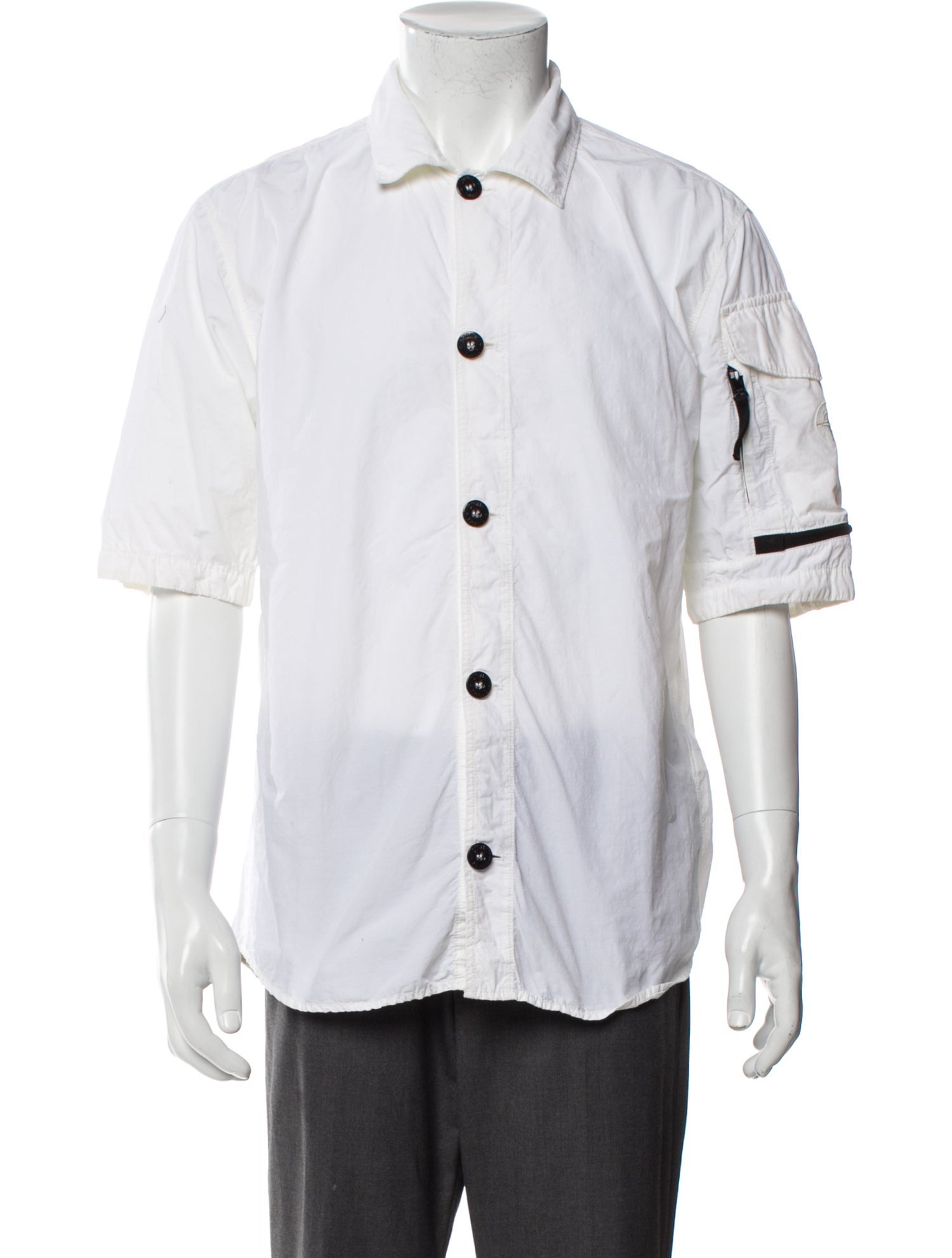 Stone Island Colorblock Pattern Short Sleeve Dress Shirt