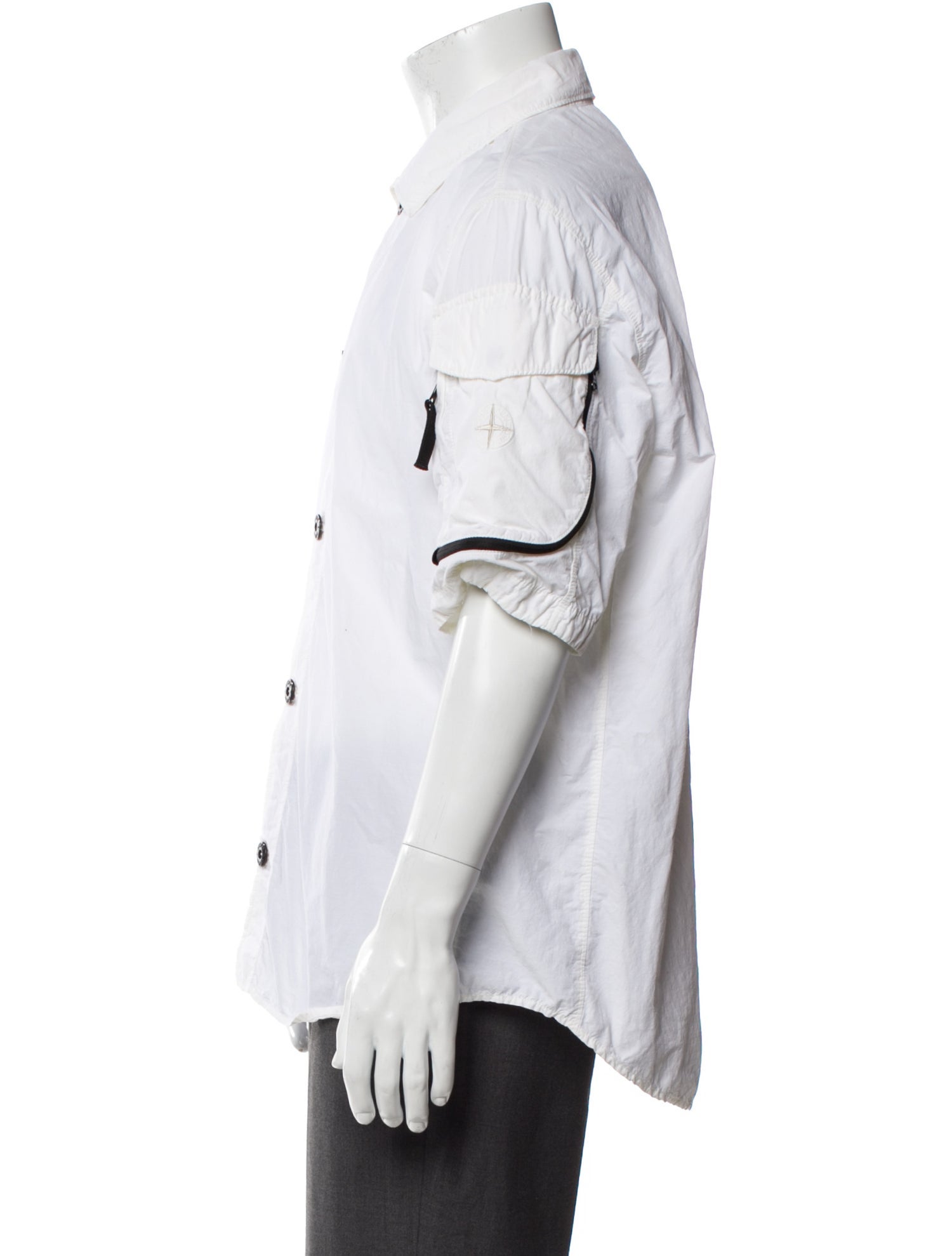 Stone Island Colorblock Pattern Short Sleeve Dress Shirt