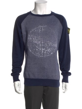 Stone Island Colorblock Pattern Crew Neck Sweatshirt