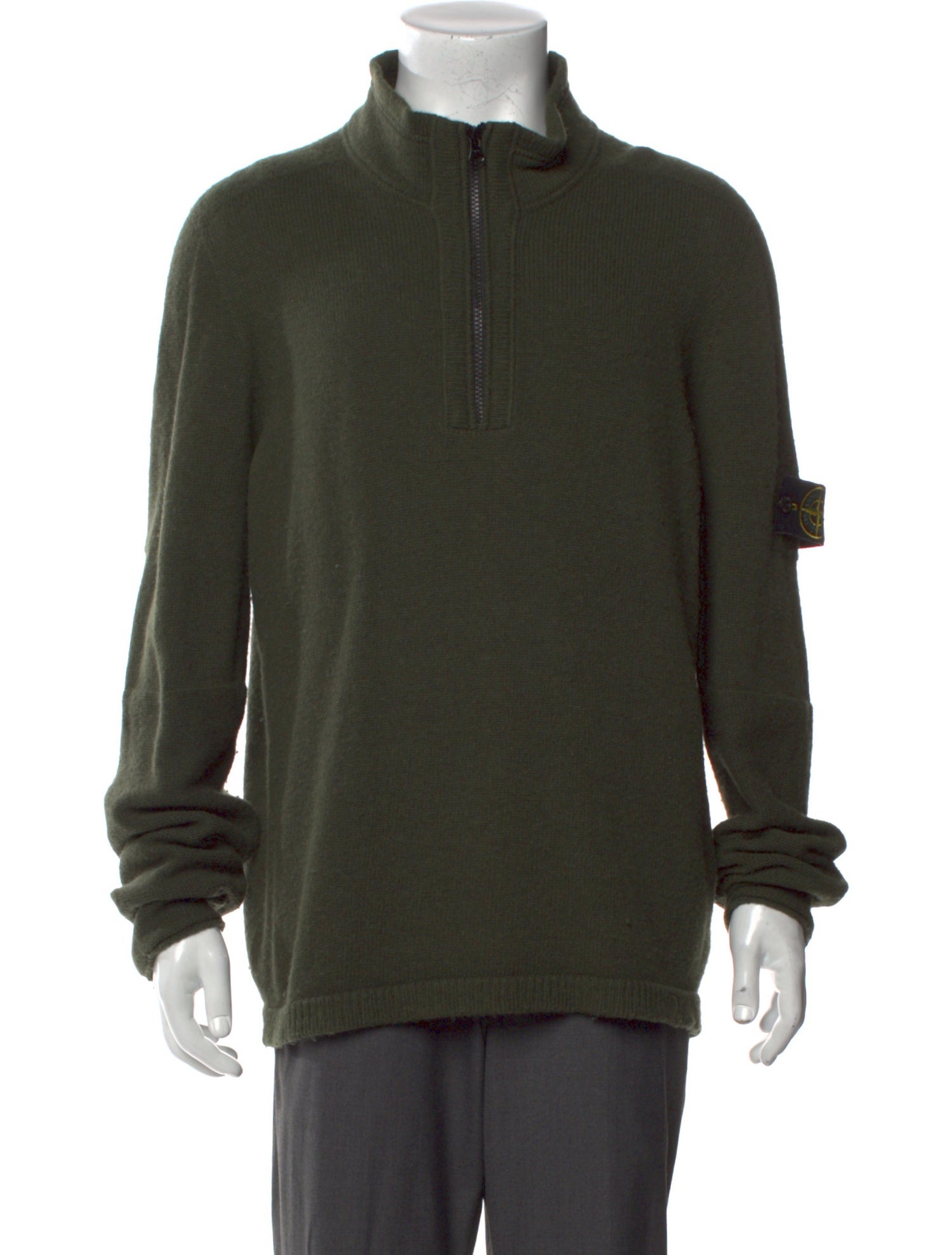 Stone Island Wool Mock Neck Polo Sweater