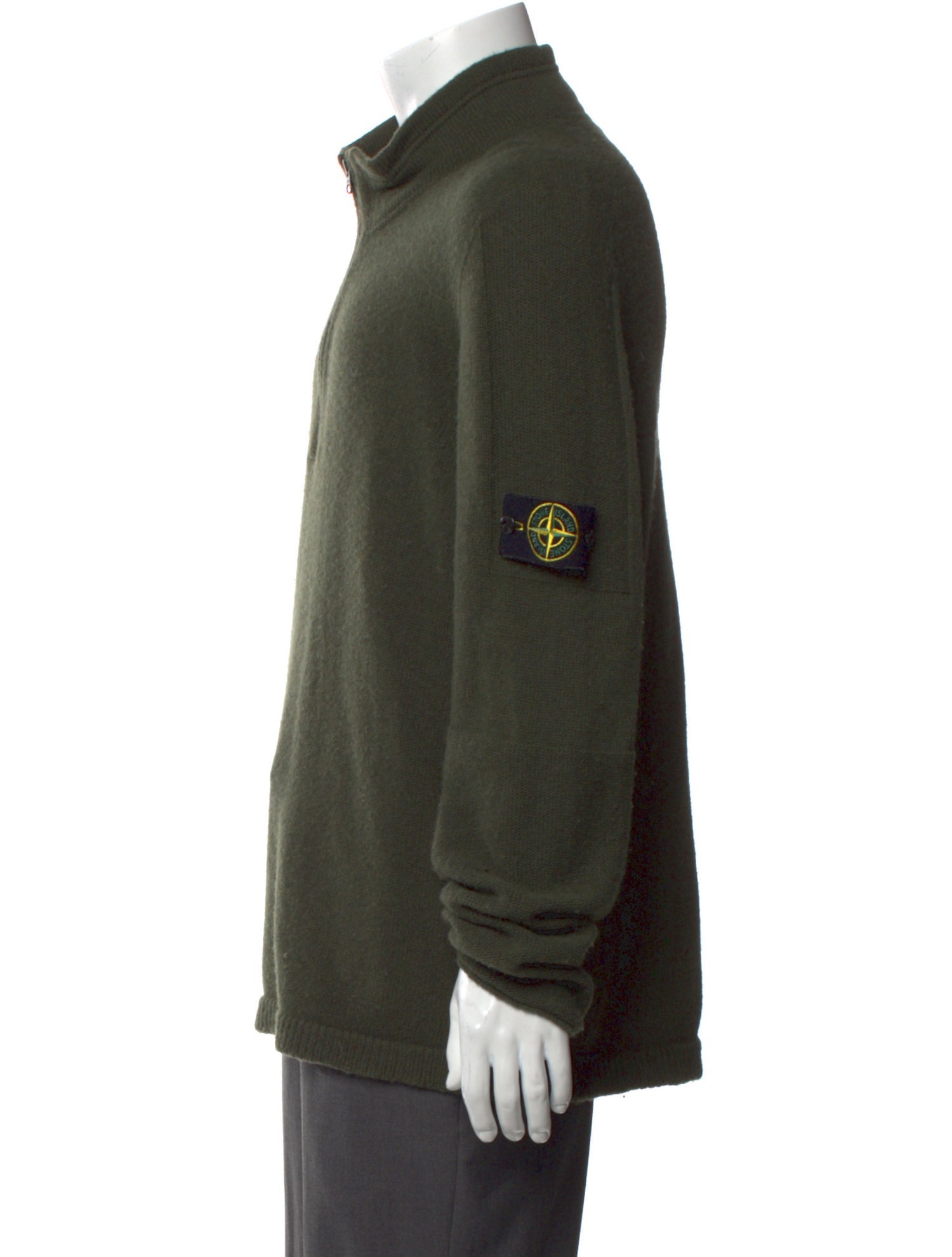 Stone Island Wool Mock Neck Polo Sweater
